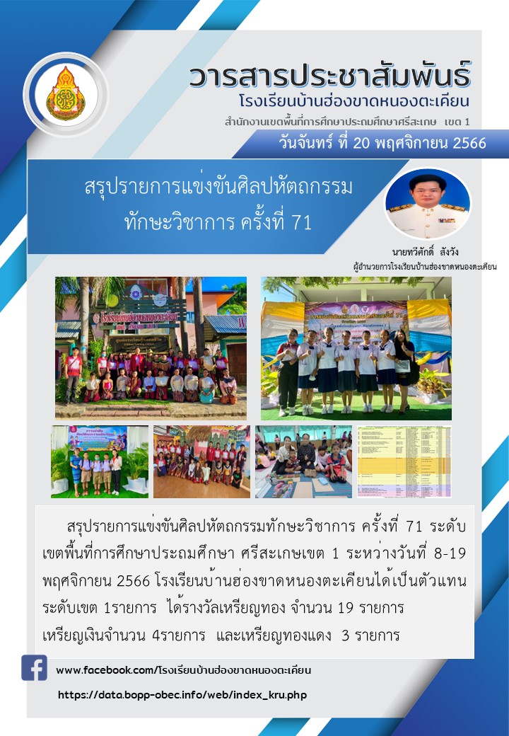 สรุปผลการแข่งขันศิลปหัตถกรรมนักเรียนครั้งที่ 71